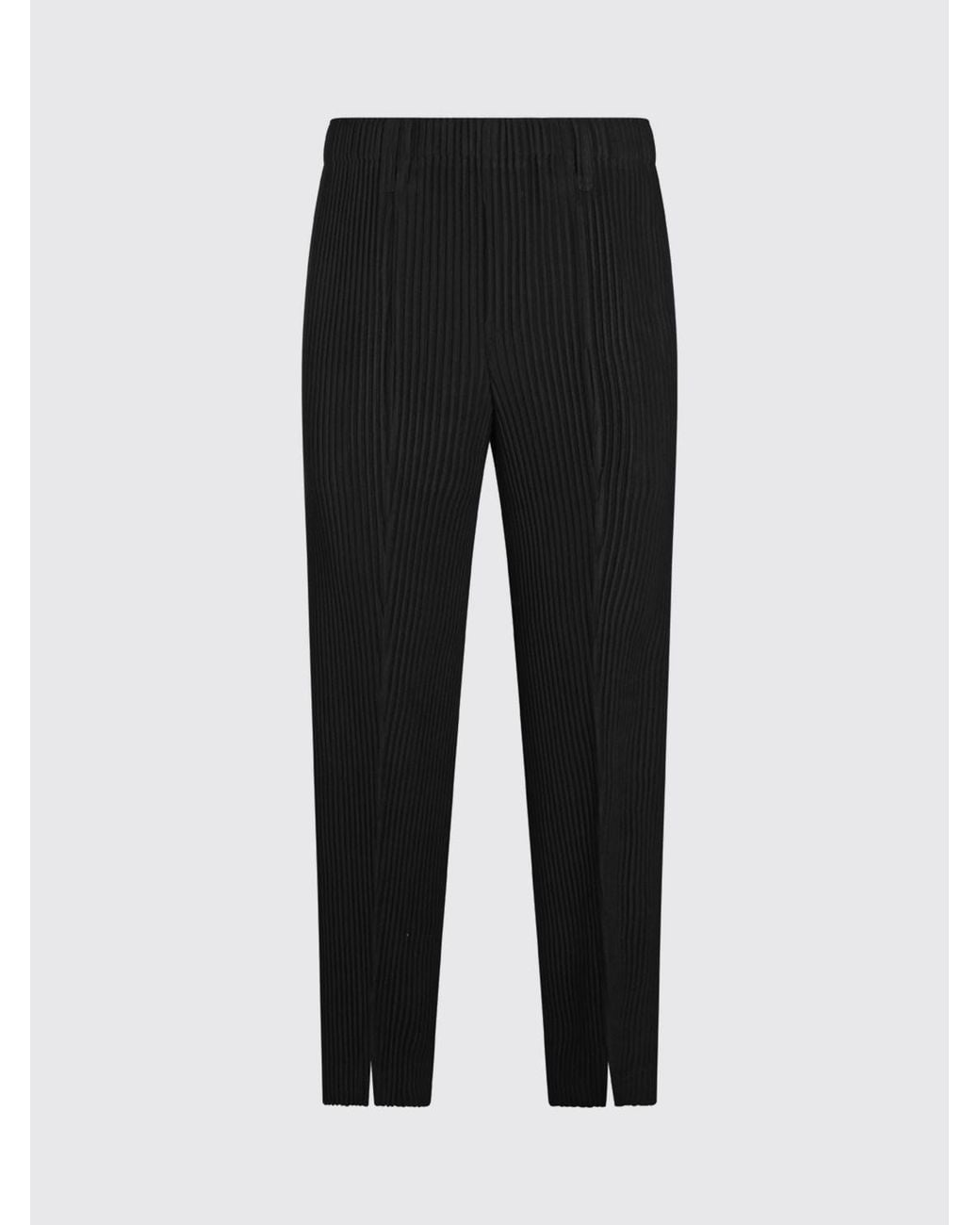 Homme Plissé Issey Miyake Black Homme Plissé Issey Miyake Slim Fit Pleated Technical Fabric Trousers With Slit for men
