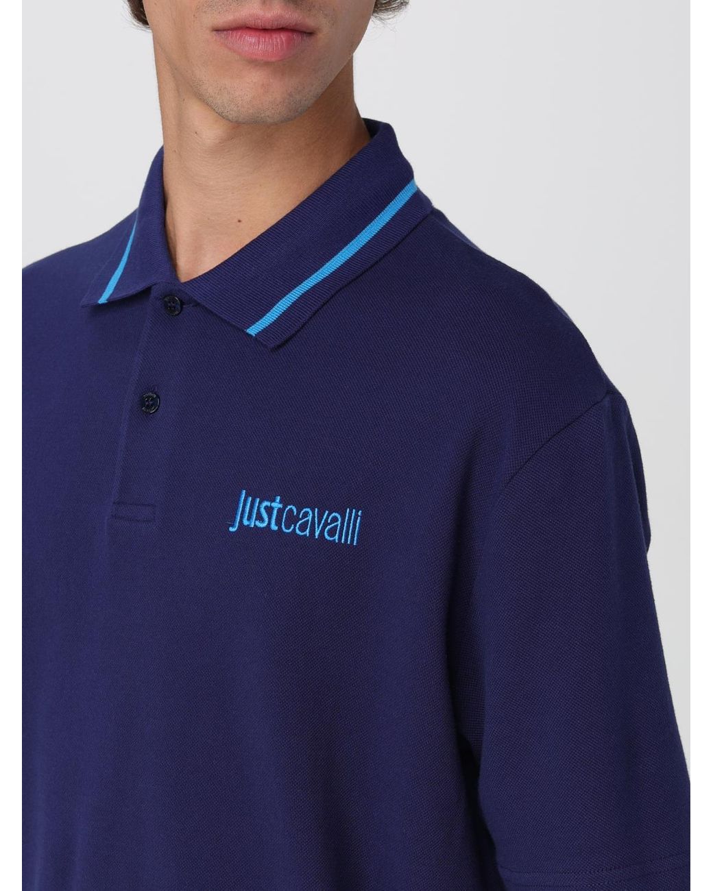 Just Cavalli Blue Polo Shirt for men