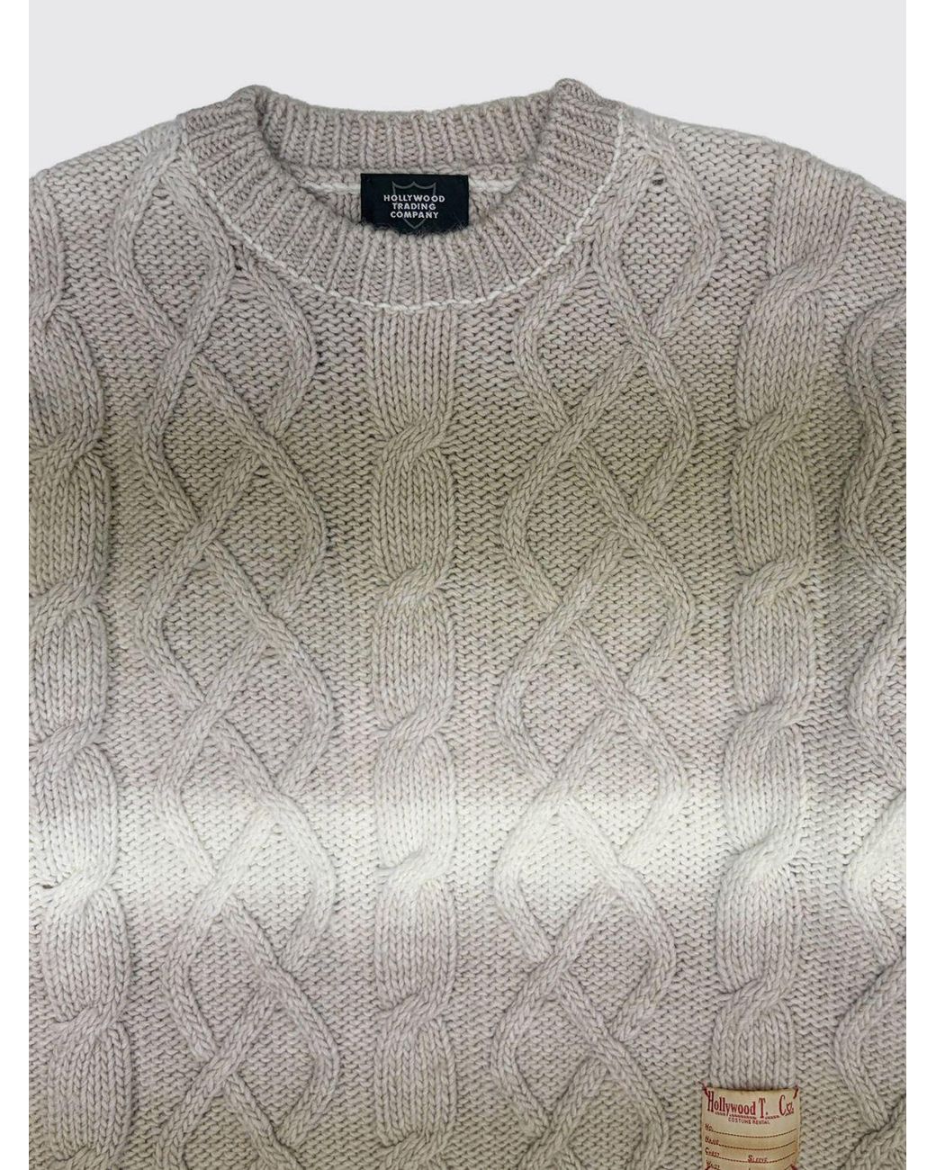 HTC Gray Abstract Pattern Wool Blend Crewneck Jumper With Logo for men