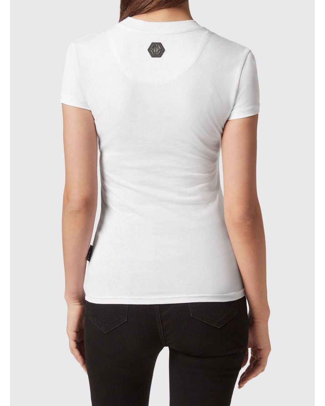 Philipp Plein White Slim Fit Stretch Cotton T-Shirt With Graphic Logo Print
