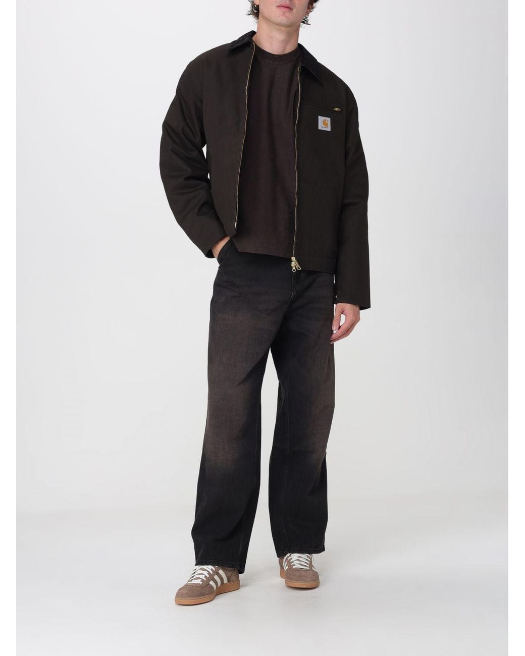 Carhartt Black Detroit Organic Cotton Shirt Jacket With Velvet Collar for men