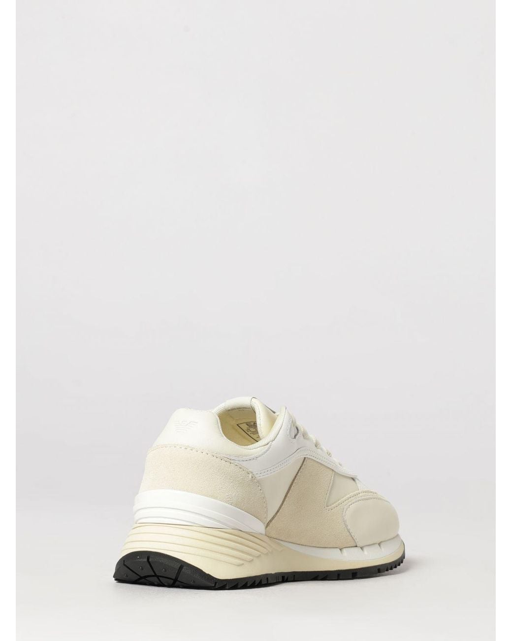 EA7 White Bicolour Leather Low Top Sneakers With Printed Logo And Serrated Sole for men