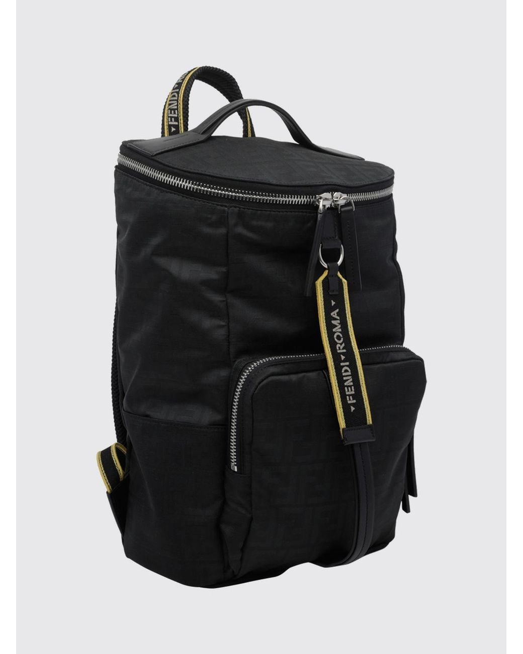 Fendi Black Tourist Technical Fabric Backpack With Ff Monogram And Adjustable Straps for men