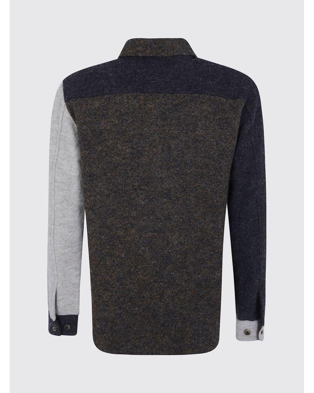 Les Deux Brown Abstract Patchwork Wool Shirt Jacket for men