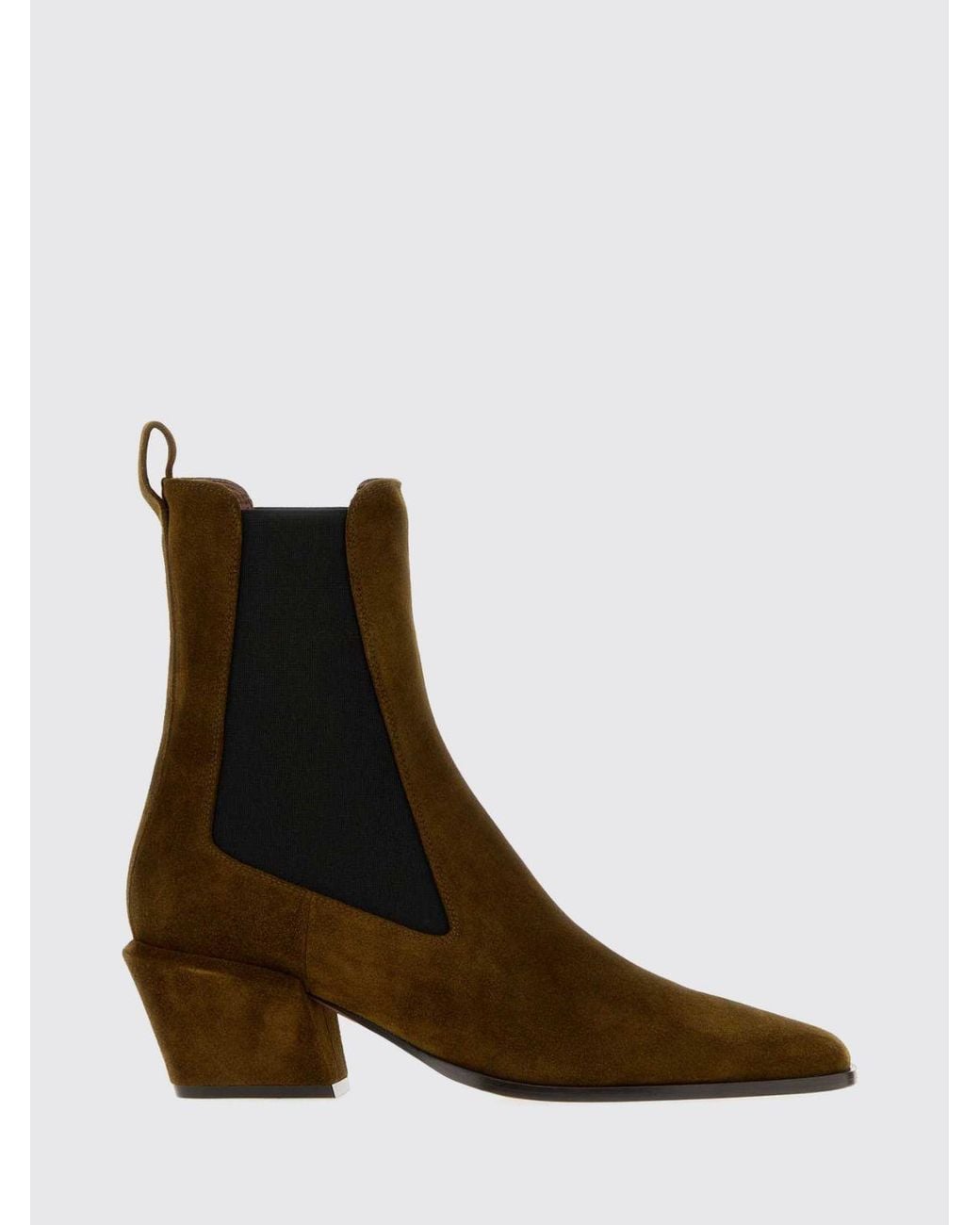 Paris Texas White Bettina Suede Western Chelsea Boots With Mid Flared Heel