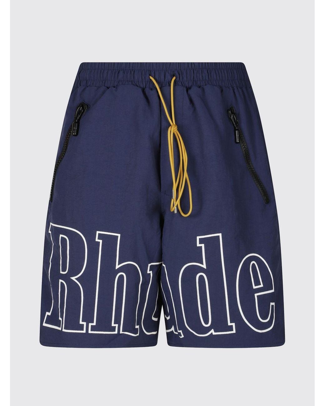 Rhude Blue Polyester Drawstring Shorts With Contrast Logo for men