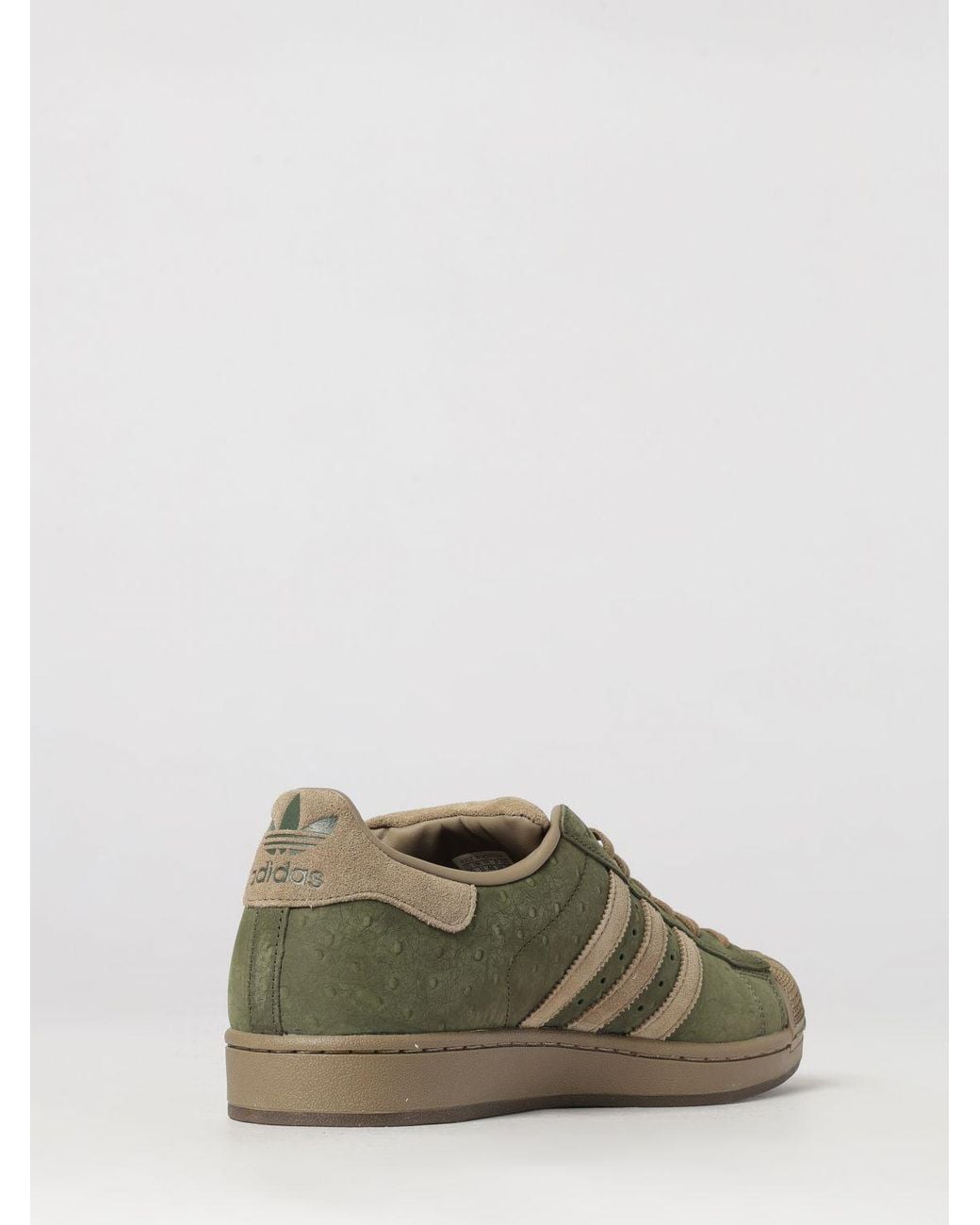 Adidas Originals Green Superstar Ii Vintage-Effect Nubuck Sneakers With Shell Toe for men