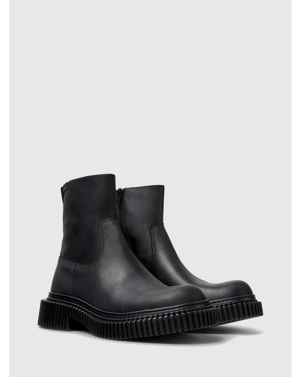 Camper Black Pix Berlin Smooth Leather Ankle Boots With Zip And Xl Extralight Sole for men