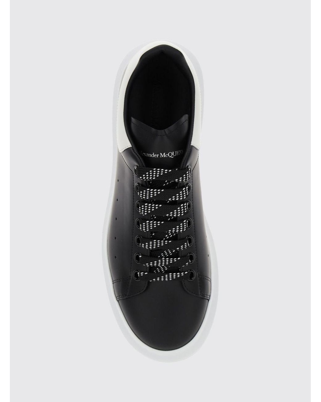 McQueen Black Oversize Calf Leather Sneakers With Suede Insert And Chunky Sole for men