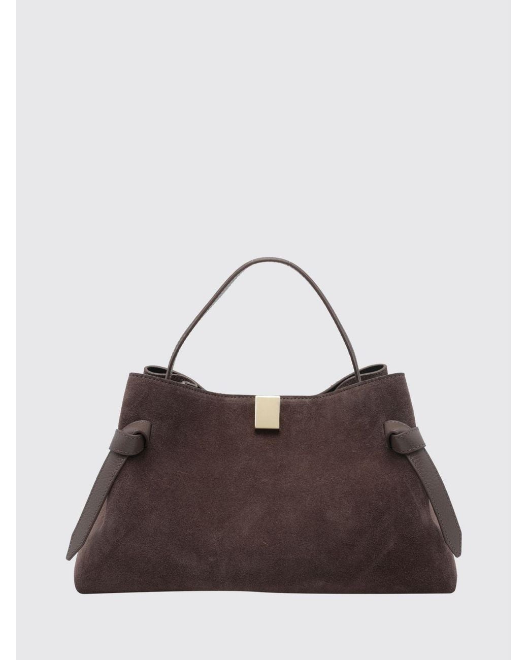 Yuzefi Brown Flared Suede Calfskin Leather Handbag