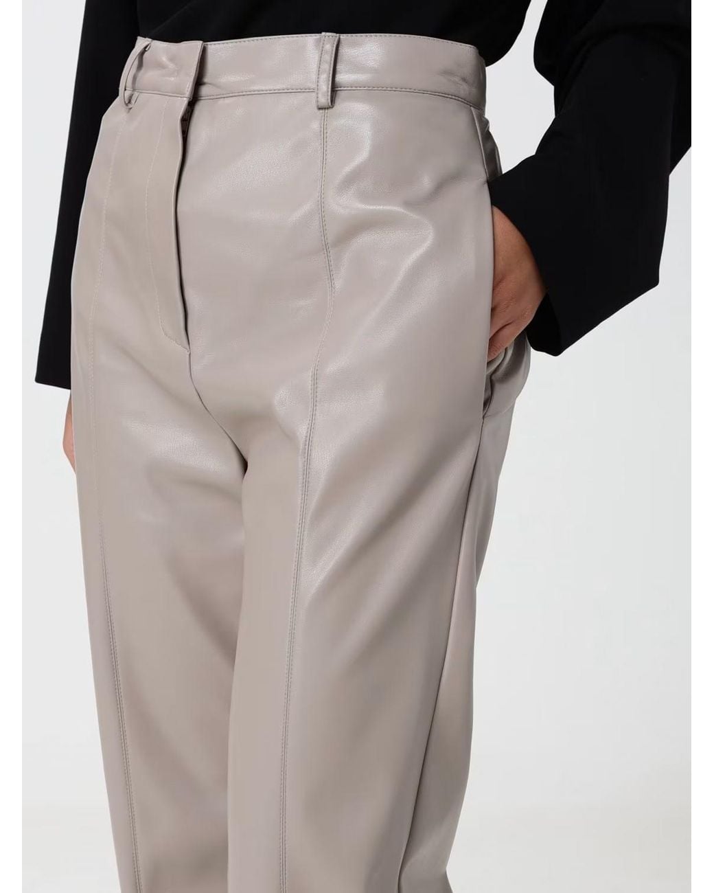SIMONA CORSELLINI Natural High-Waisted Straight Trousers