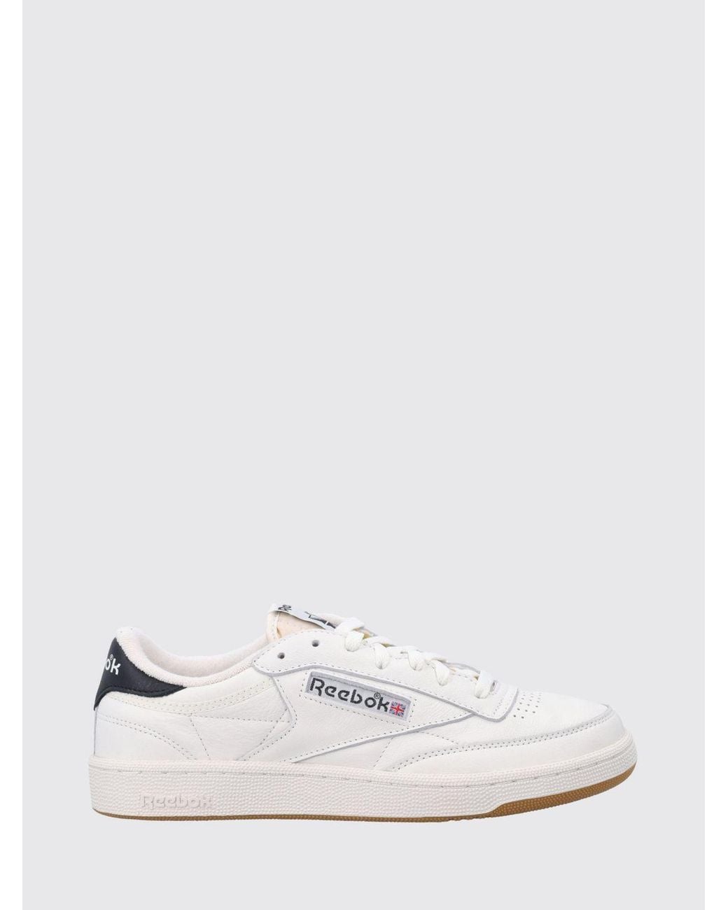 Reebok White Club C 85 Vintage Leather Sneakers With Contrast Logo And Rubber Sole for men