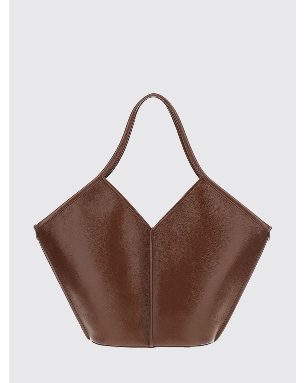 Hereu Brown Calella Distressed Calfskin Tote Bag With Double Handle