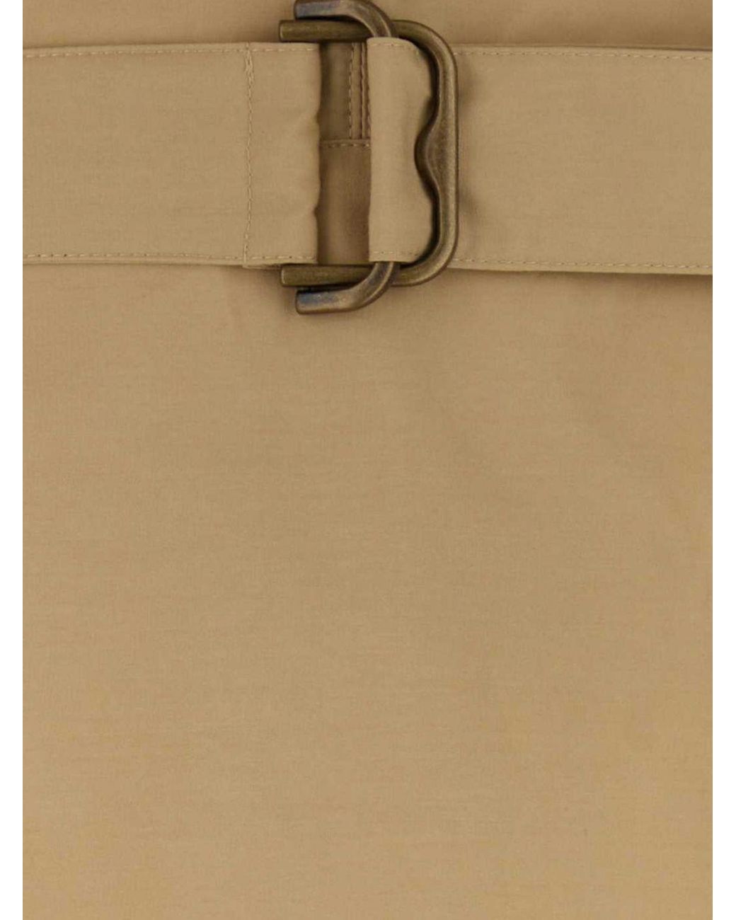 Burberry Natural Sleeveless A-Line Cotton Midi Dress With Belt