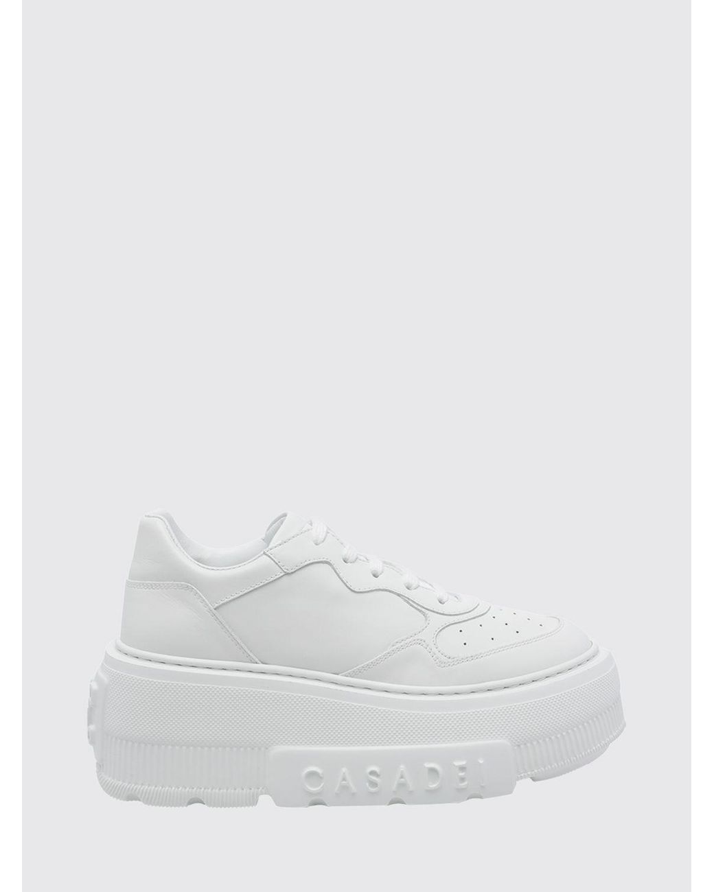 Casadei White Leather Platform Sneakers