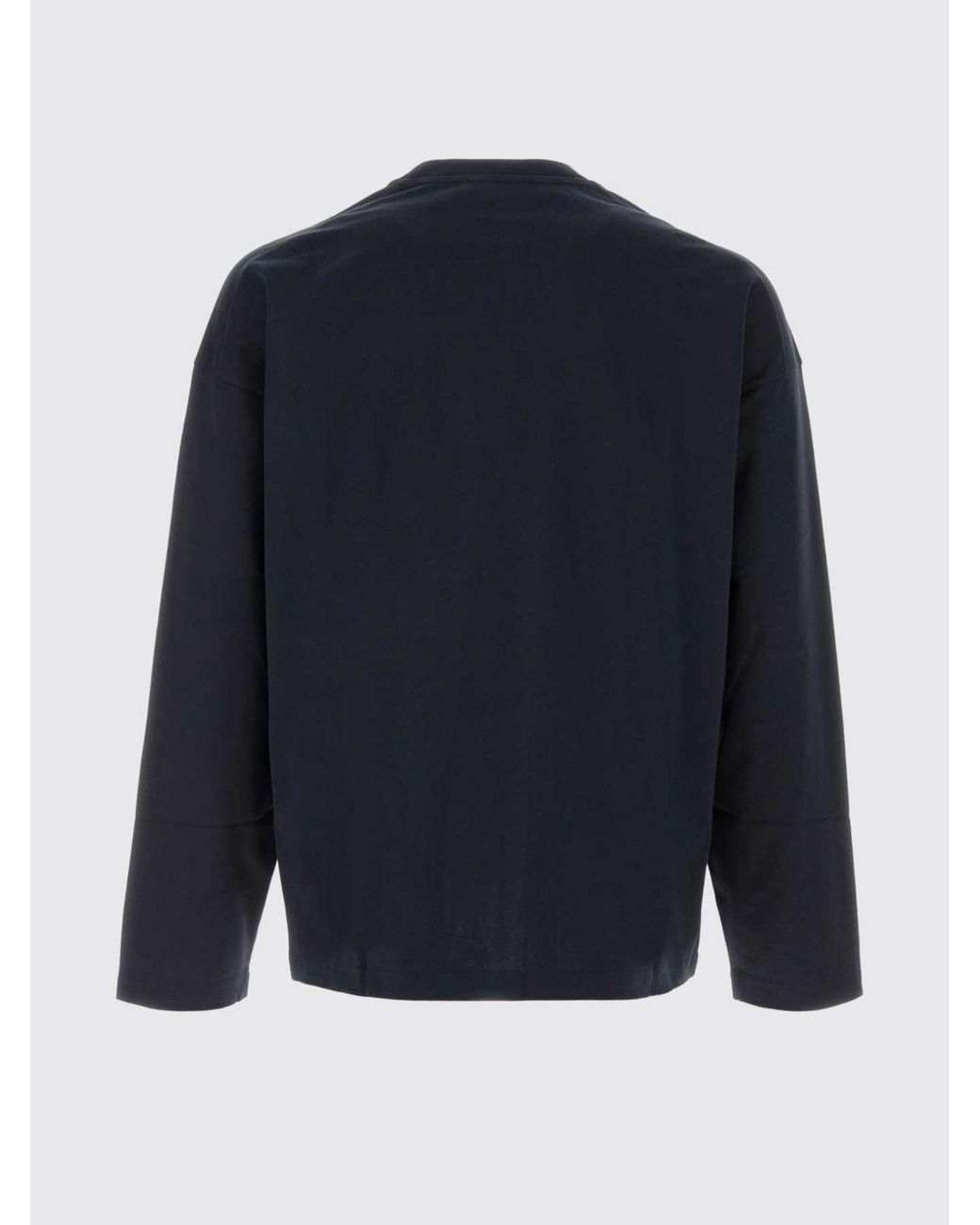 Jil Sander Blue Long-Sleeved Cotton T-Shirt With Contrast Logo for men