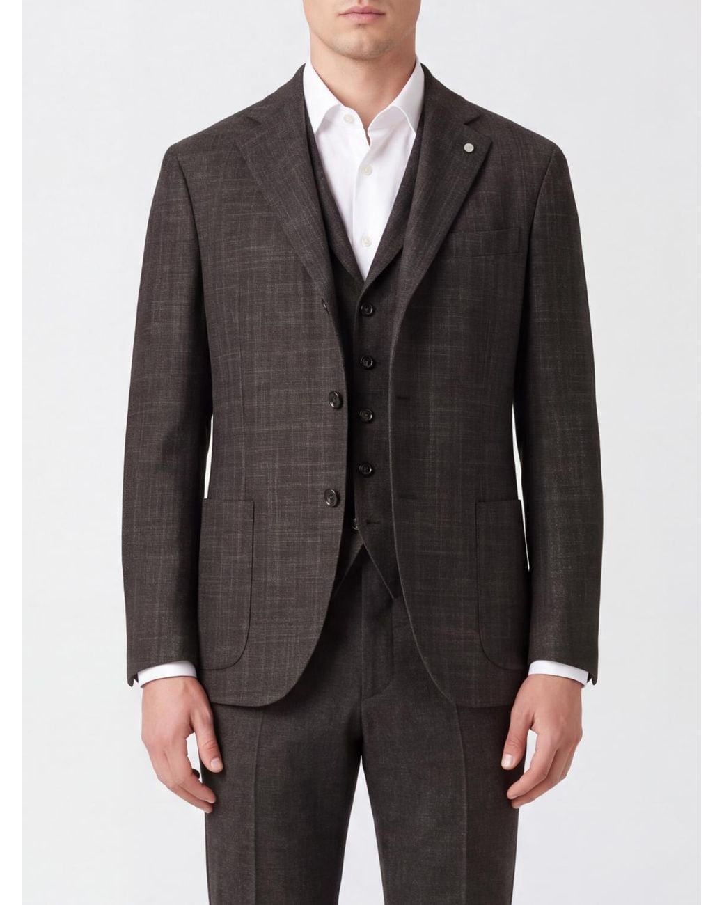 Luigi Bianchi Gray Single-Breasted Virgin Wool And Silk Blazer With Lapels for men
