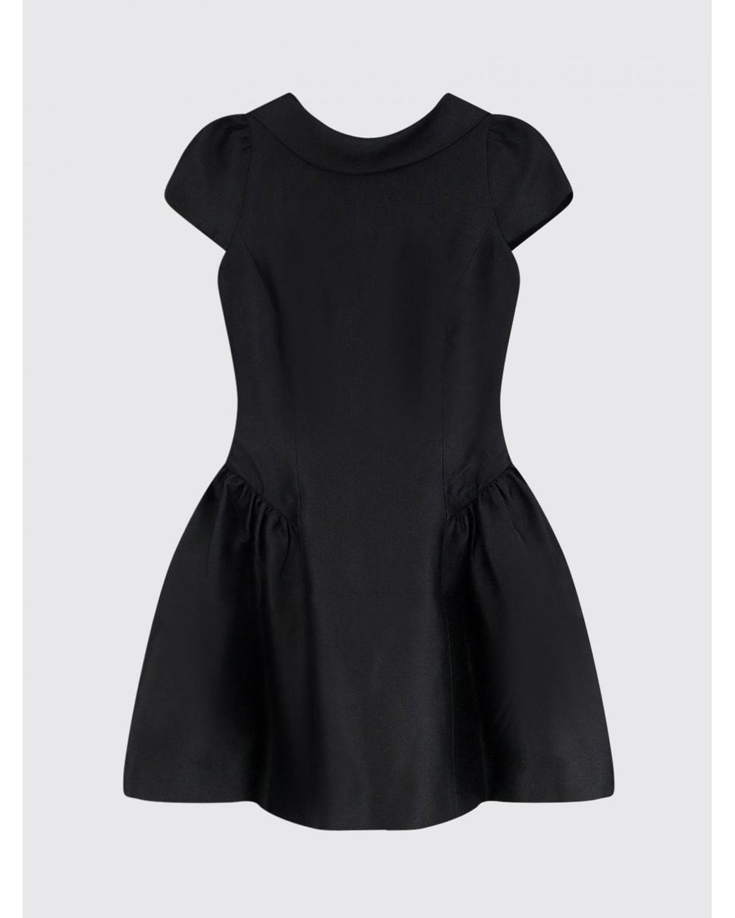 Self-Portrait Black Cady Midi Cocktail Dress With Short Sleeves