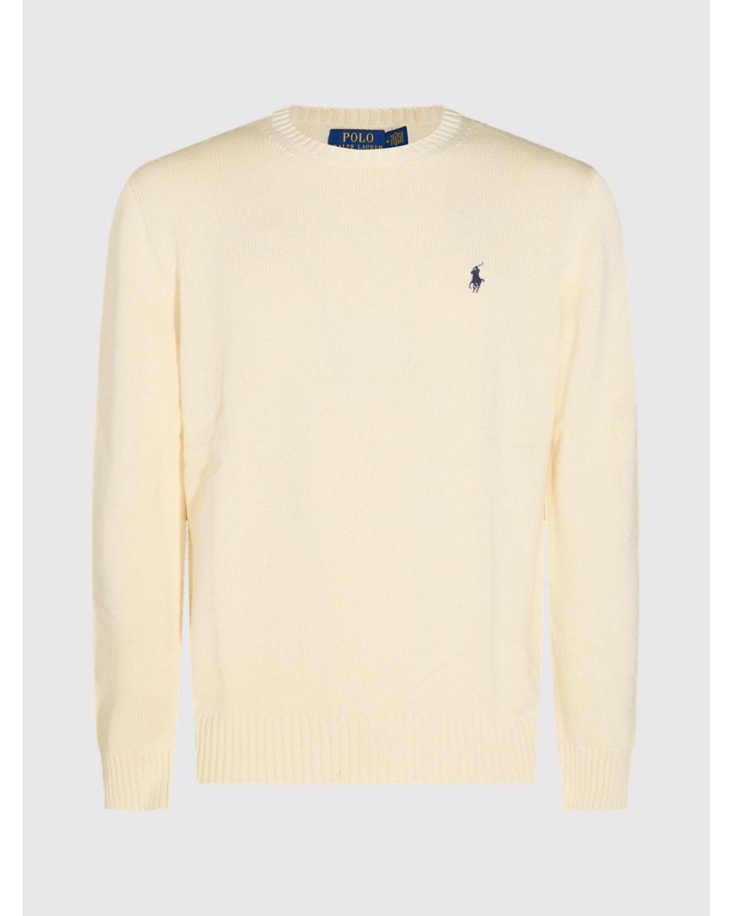 Polo Ralph Lauren Blue Cotton Crewneck Jumper With Iconic Embroidered Pony Logo for men