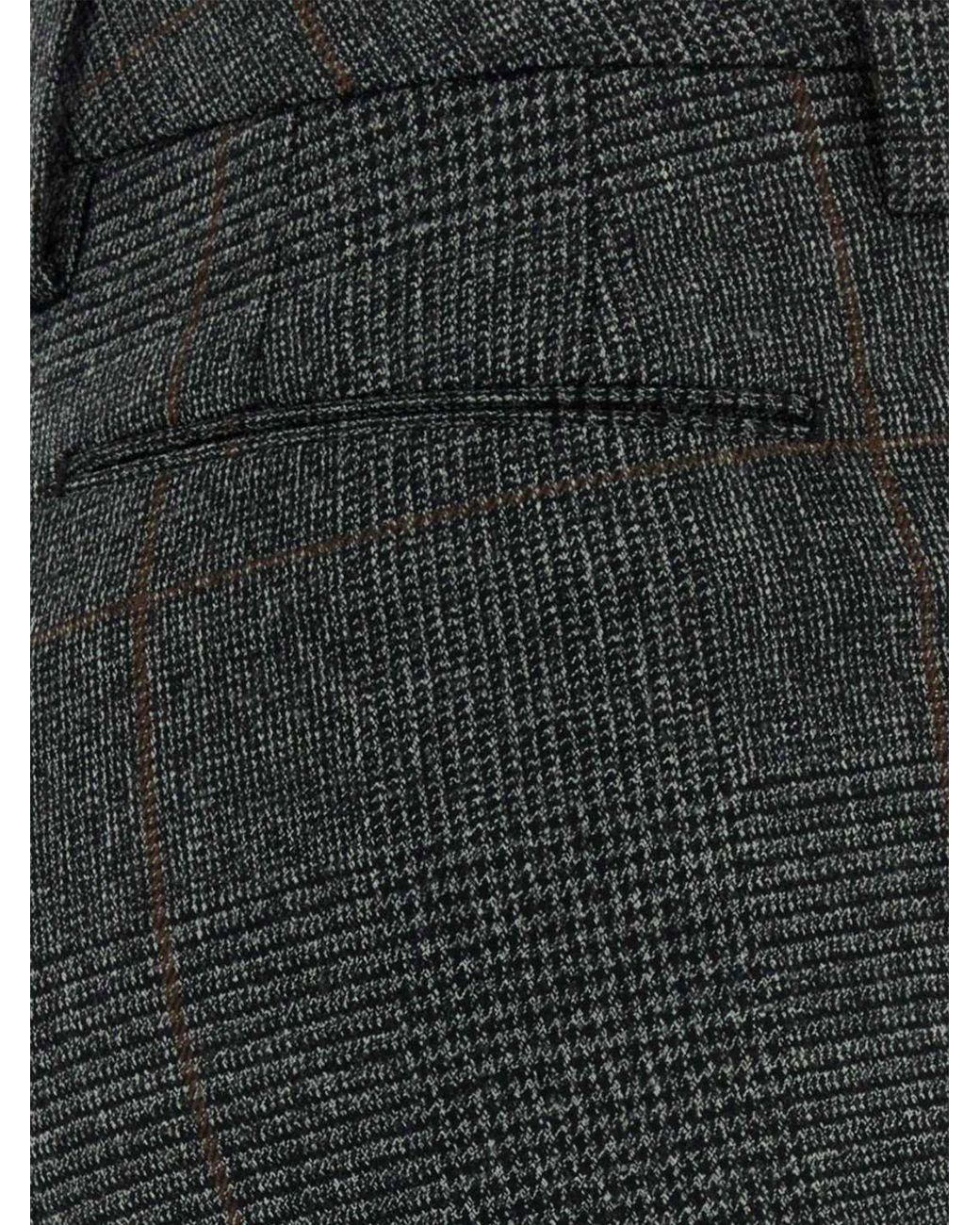 PT Torino Gray Prince Of Wales Check Wool Skinny Trousers With Mid-Rise Waist