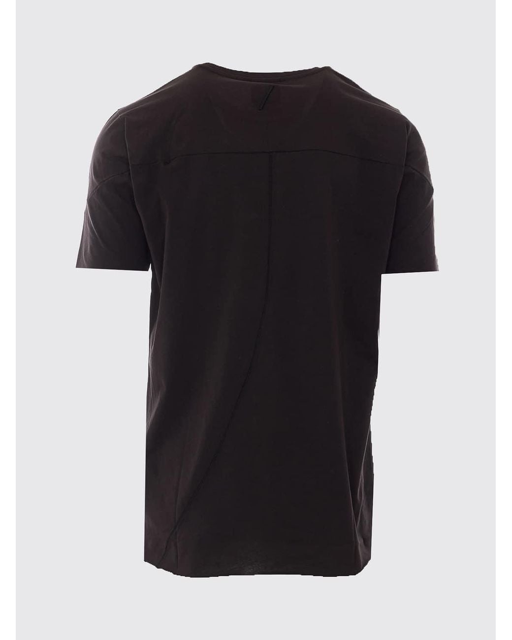 Thom Krom Blue Longline Cotton Crewneck T-Shirt With Contrast Logo for men