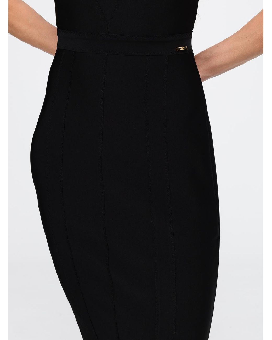 Elisabetta Franchi Black Midi Sheath Dress