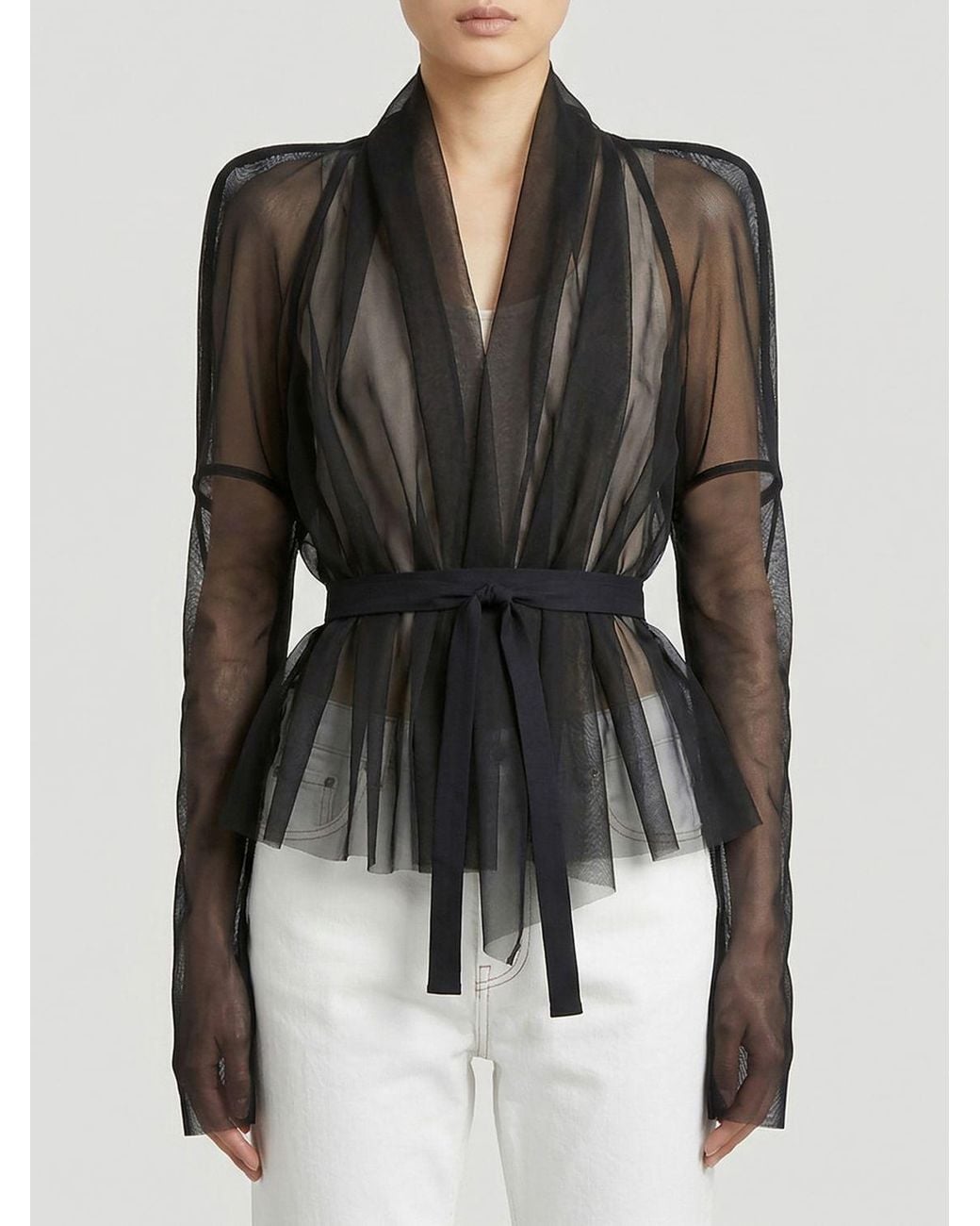 Rick Owens Black Sheer Silk Blazer