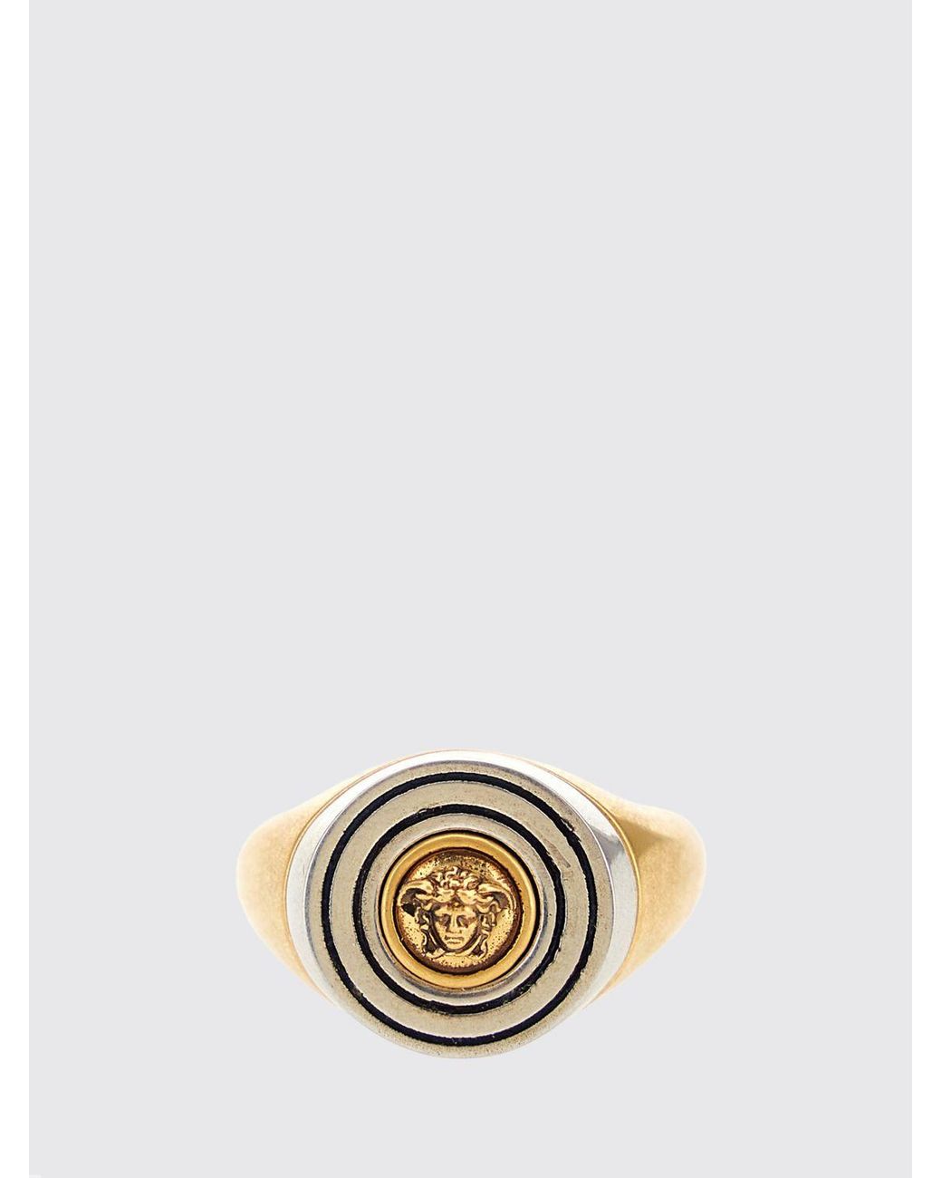Versace Metallic Orbit-Tone Brass Ring With Iconic Medusa Head Detail for men