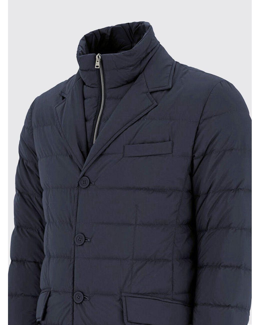 Herno Blue Slim Fit Quilted Nylon Down Blazer With Bib for men