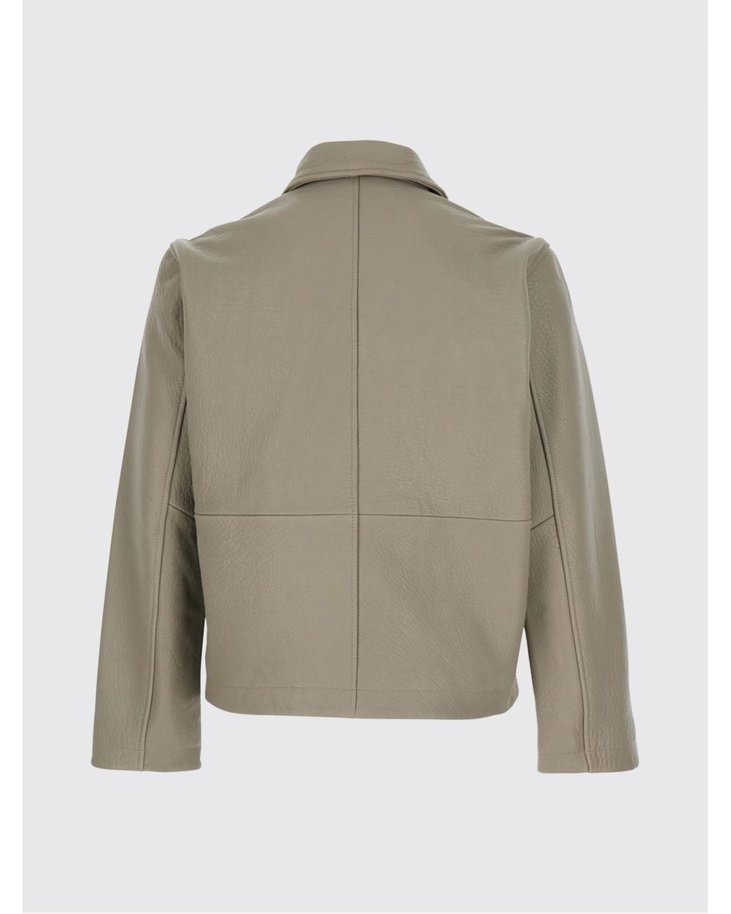 sunflower Natural Leather Shirt Jacket With Classic Collar And Zip Closure for men