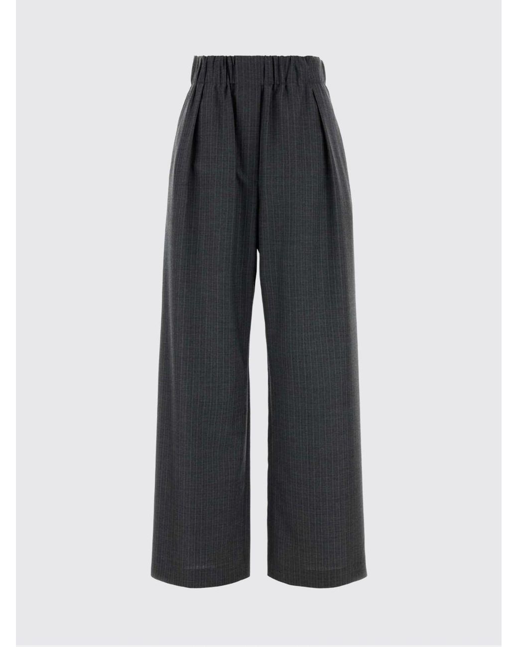 Jil Sander Black Striped Wool Palazzo Trousers With High Logo Waistband
