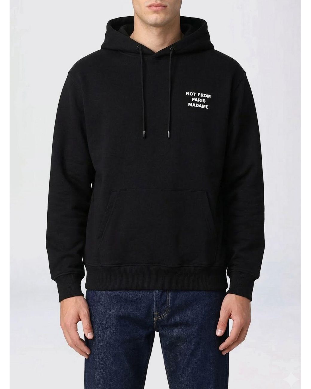 Drole de Monsieur Black Cotton Hoodie for men