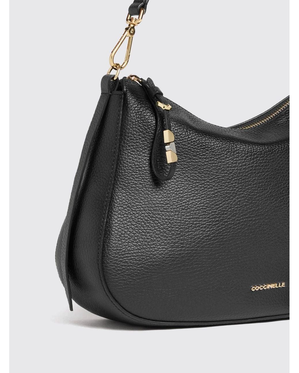 Coccinelle Black Nory Tumbled Leather Shoulder Bag With Removable Handle And Strap