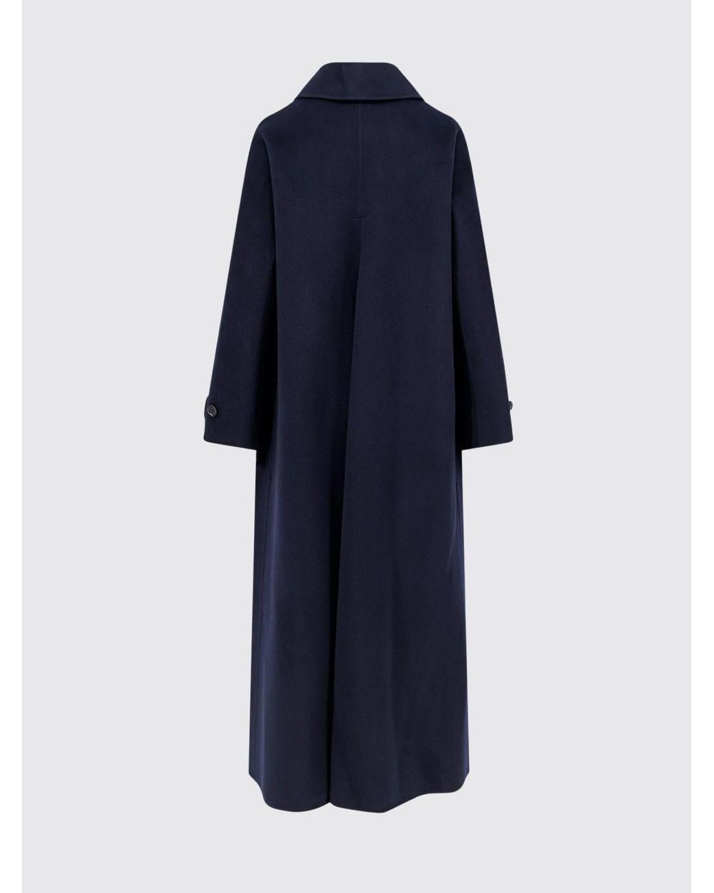 Aspesi Blue Long Double-Breasted Pure Wool Coat With Flap Pockets