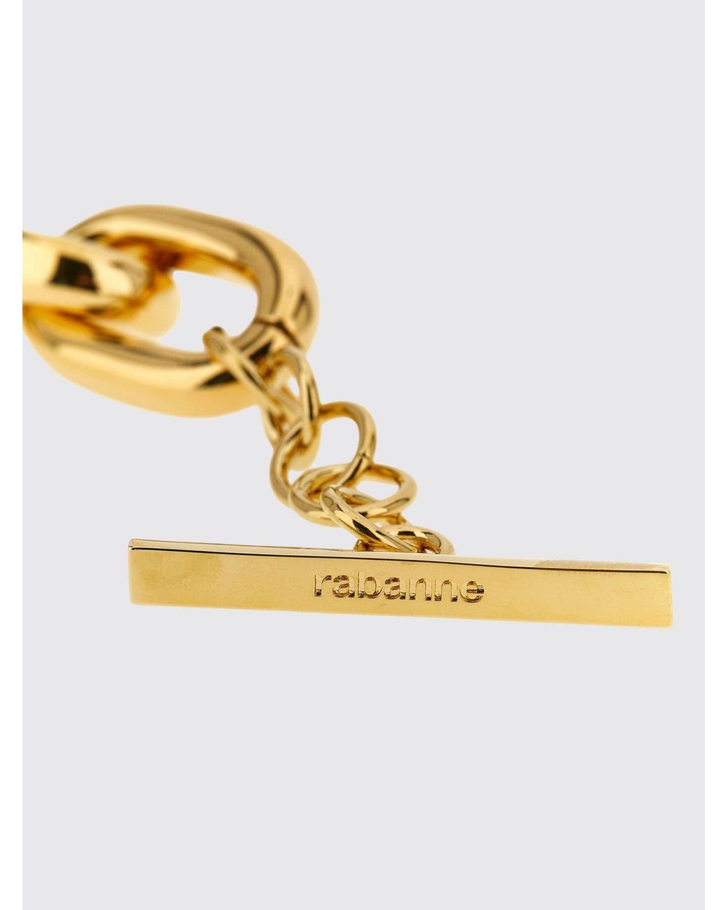 Rabanne Metallic Xl Link Brass Bracelet With Set Rhinestones
