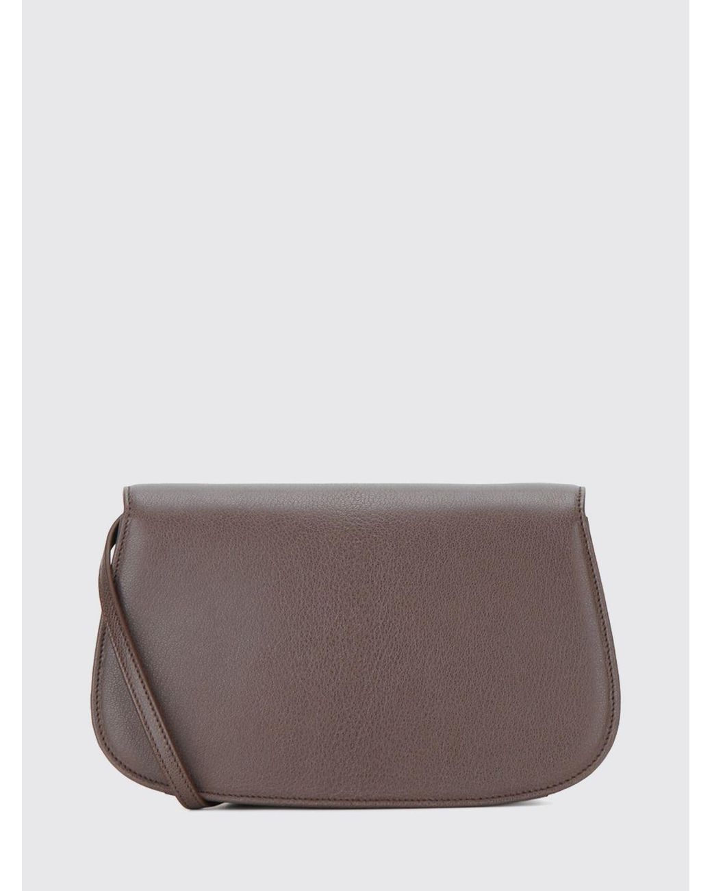 Gucci Brown Goat Leather Shoulder Bag With Turn-Lock Closure And Detachable Strap