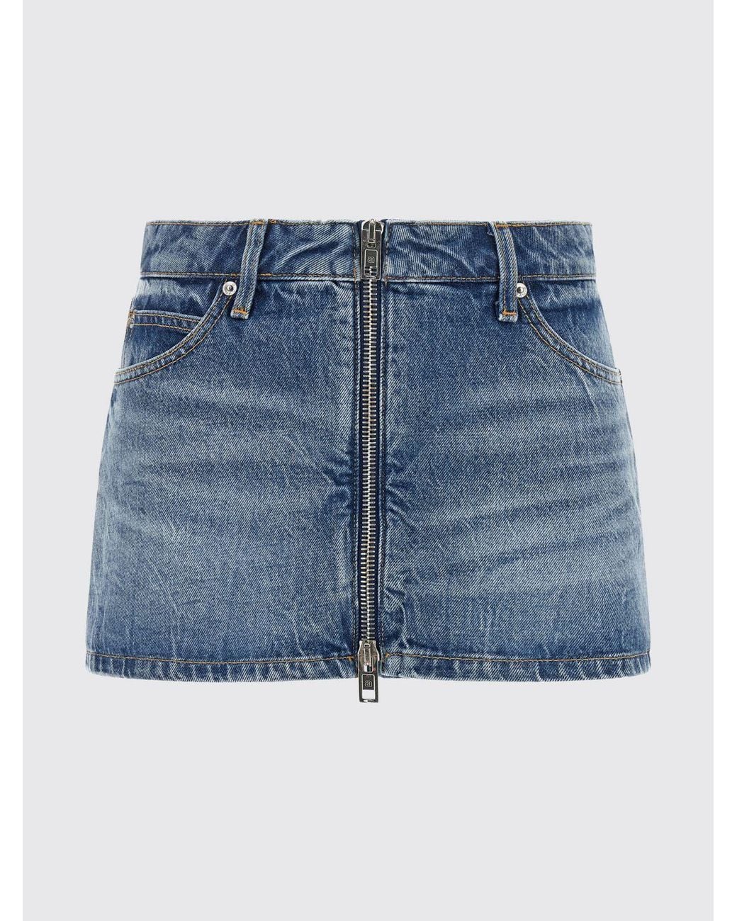 Alexander Wang Blue Mid-Rise Cotton Denim Slim Fit Mini Skirt