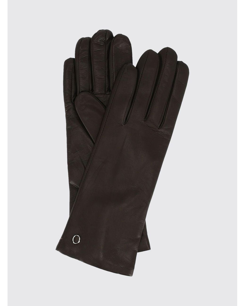 Orciani Black Classic Soft Lambskin Leather Gloves With Metal Logo