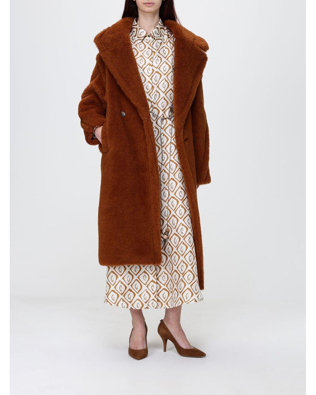 Max Mara Natural Printed Silk Shirt Dress