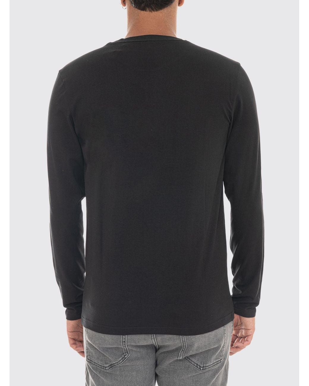 Boss Black Regular Fit Long-Sleeved Cotton T-Shirt With Contrast Logo for men