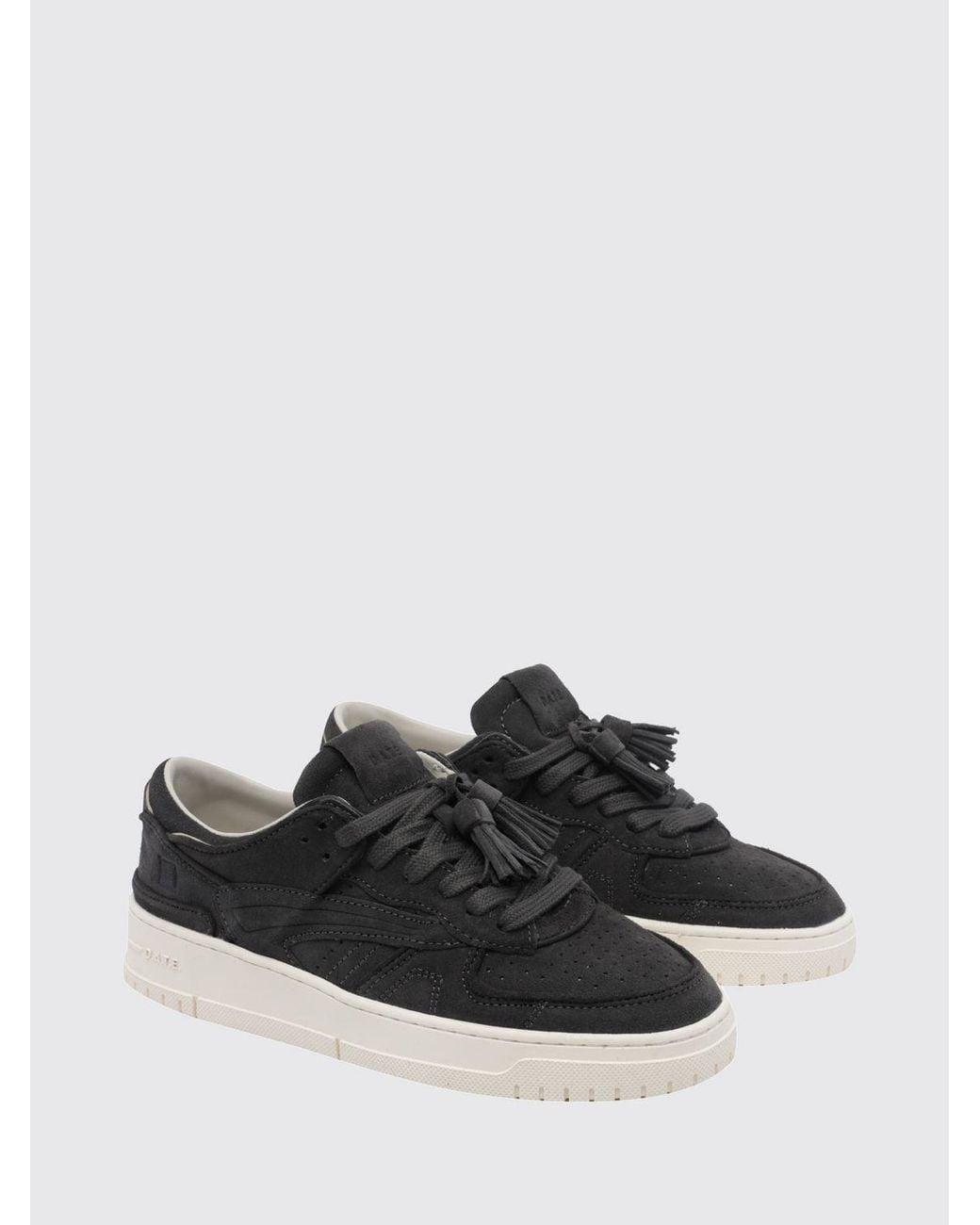 Date Black Suede Low-Top Trainers With A Perforated Toe And Printed Logo for men