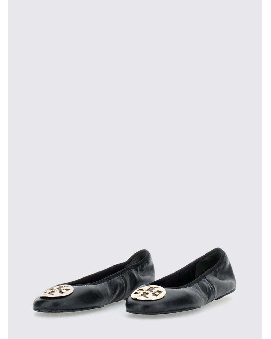 Tory Burch White Reva Leather Travel Ballerina Flats