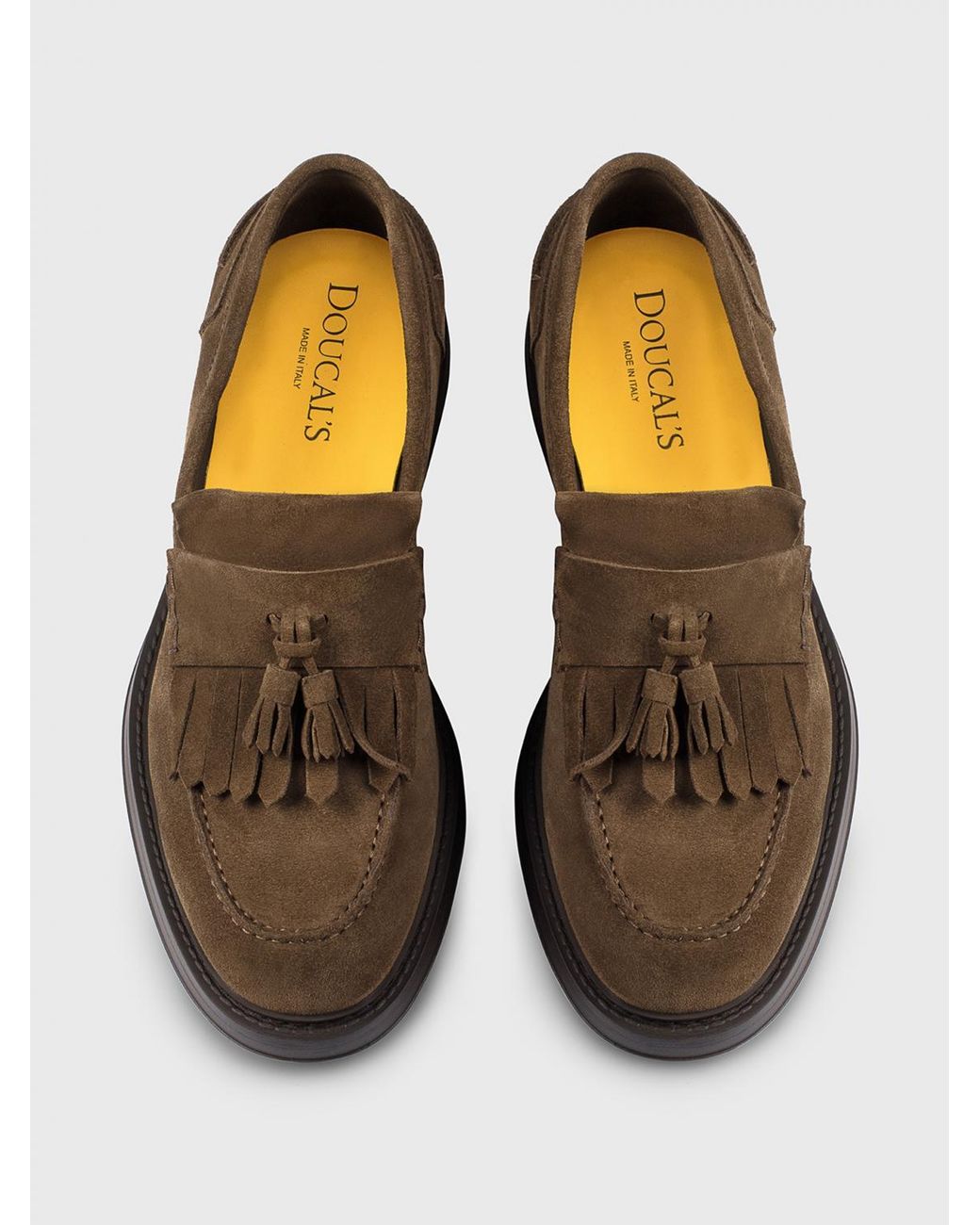 Doucal's Brown Suede Loafers With Tassels for men