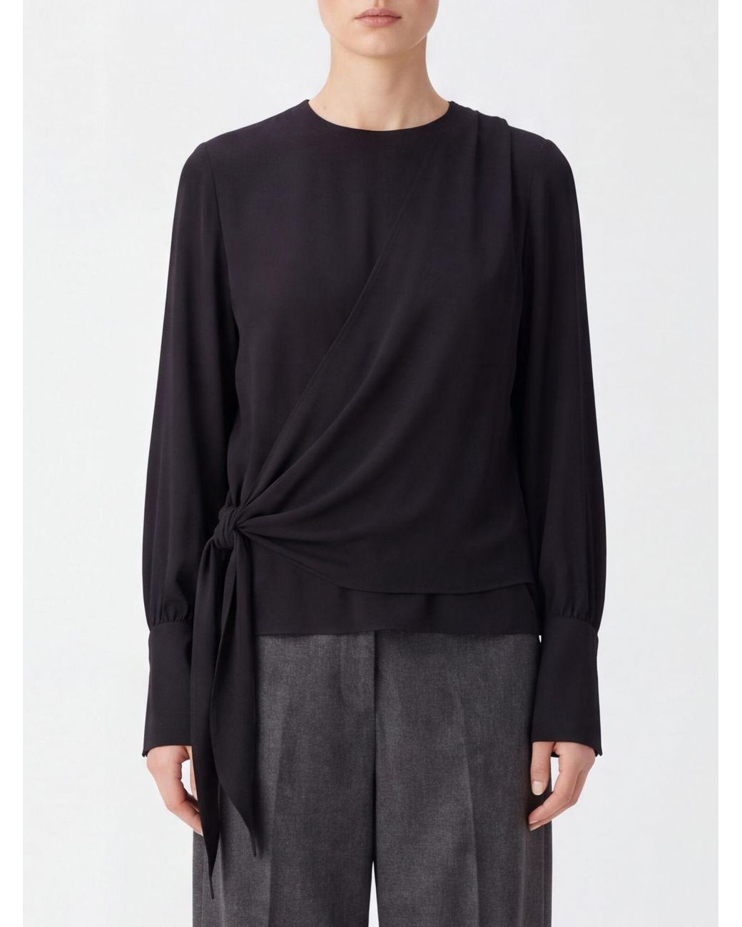 FEDERICA TOSI Blue Draped Viscose Blouse With Ruched Shoulders And Belt