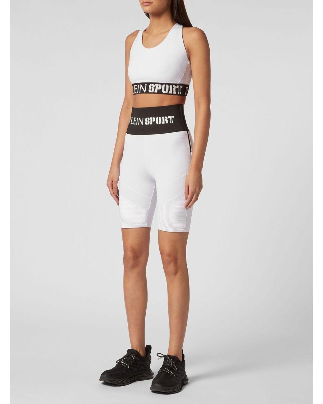 Philipp Plein White High-Waisted Cycling Shorts