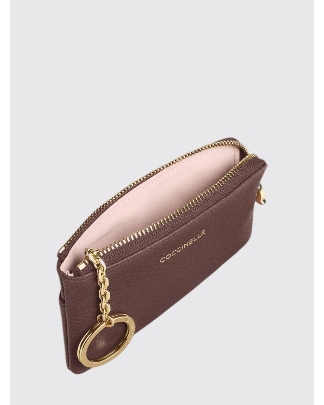 Coccinelle Purple C-Me Small Grained Leather Zipped Purse With Metal Ring