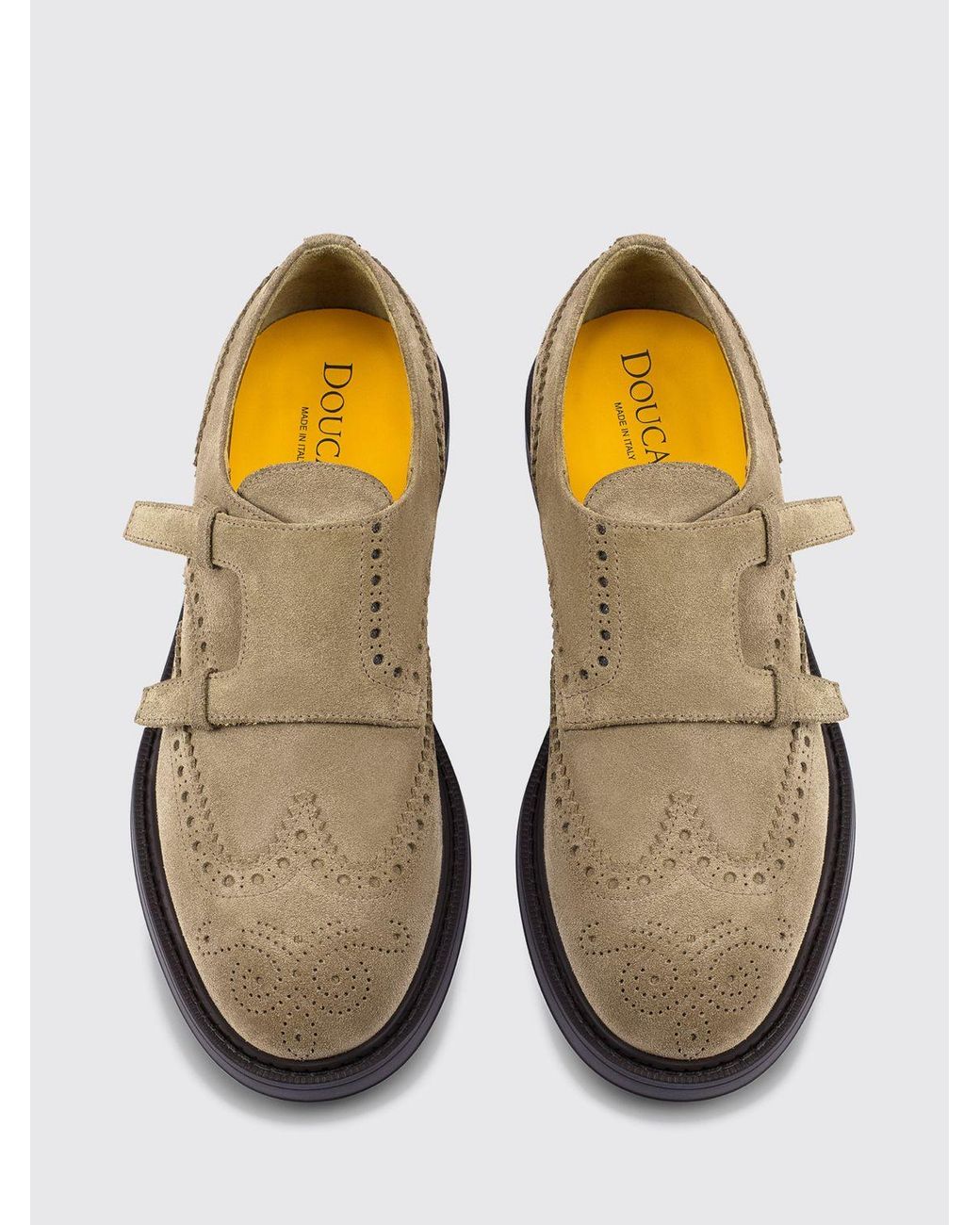 Doucal's White Suede Double Monk Strap Shoes With Round Toe for men
