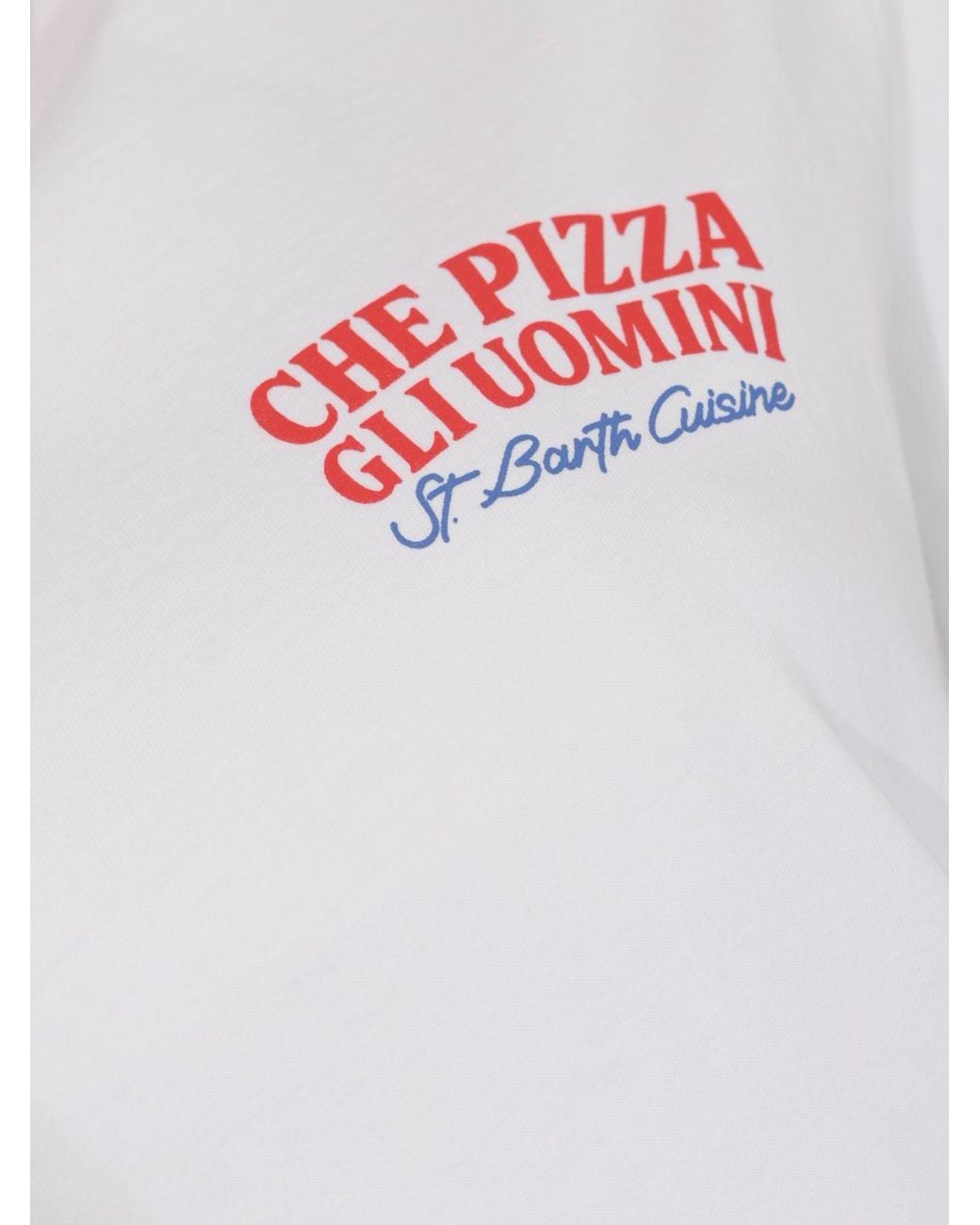 Mc2 Saint Barth White Crewneck Cotton T-Shirt With Graphic Print And Logo