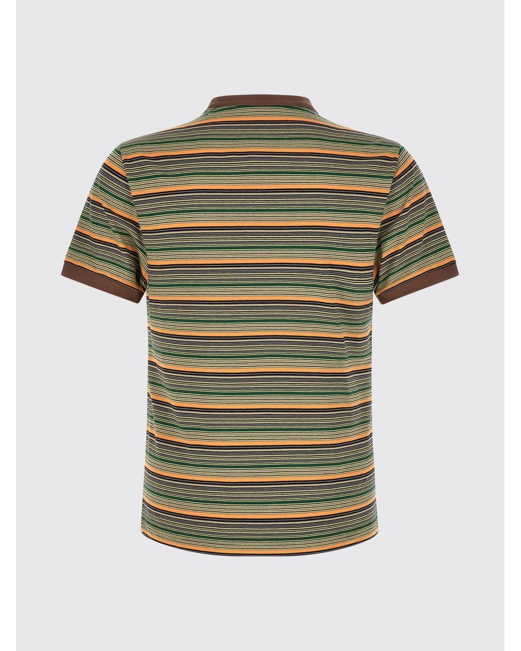 Marni Green Slim-Fit Striped Cotton T-Shirt With Contrasting Trims for men