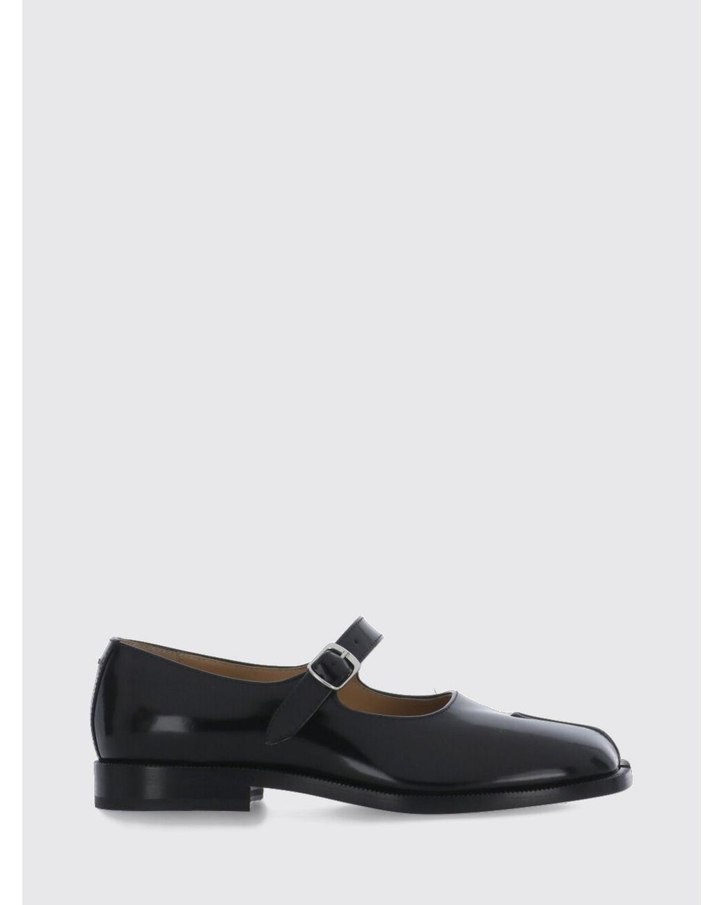Maison Margiela White Brushed Leather Tabi Mary Jane Ballerina Flats